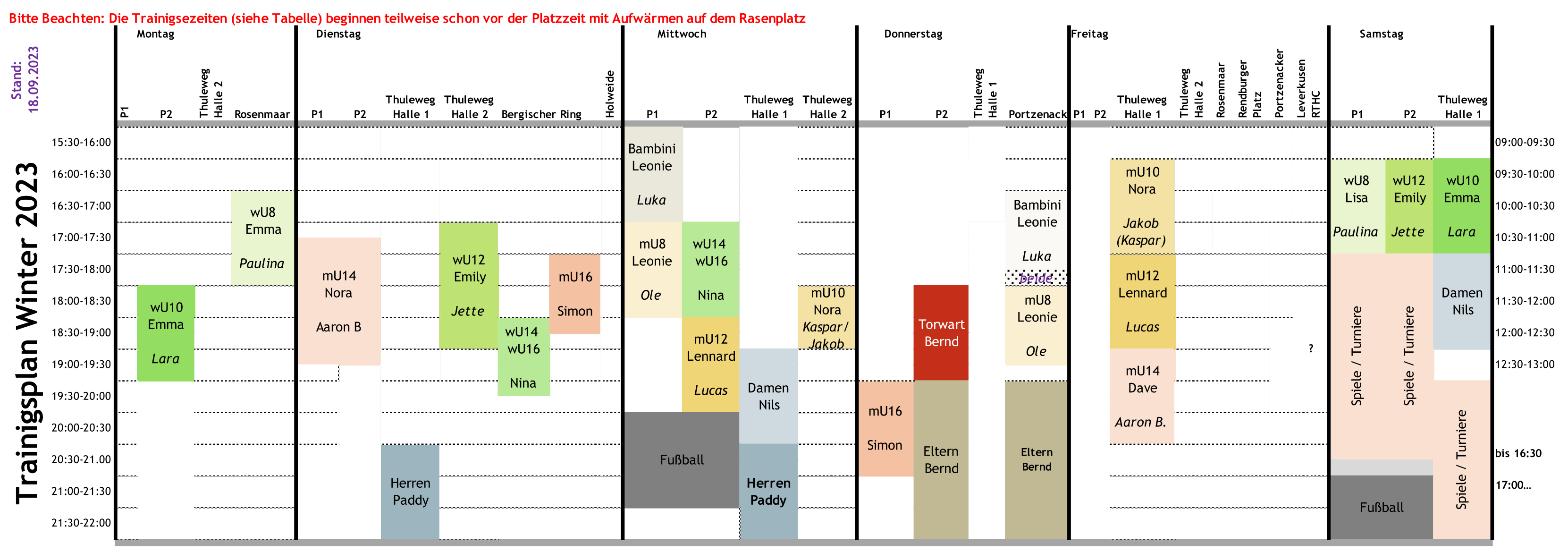 Trainingsplan Halle 2023 24
